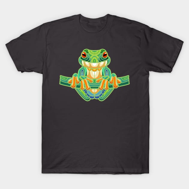 Treefrog Stained Glass Zentangle T-Shirt by KarmicKal